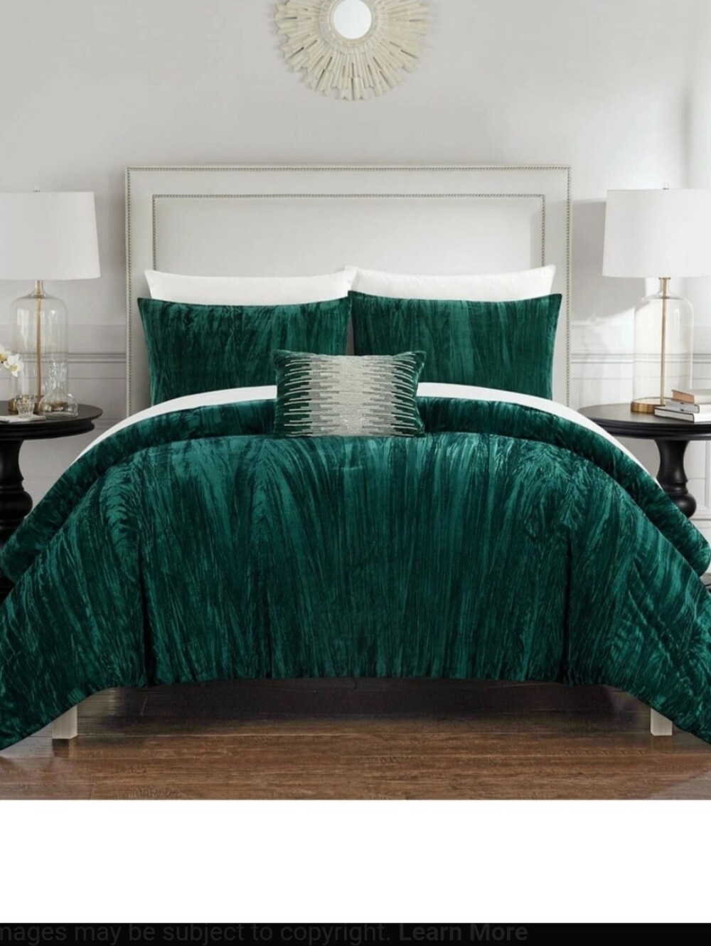 Plush Velvet Emerald Green Comforter Set